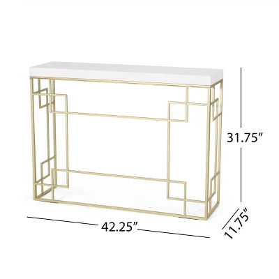 Depue Modern Glam Geometric Console Table Gold/White - Christopher Knight Home 11 Depue Modern Glam Geometric Console Table Gold/White - Christopher Knight Home - Image 9