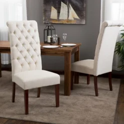 Set Of 2 Leorah Tall Back Tufted Dining Chair - Christopher Knight Home -Christopher Knight Home GUEST bdafbe06 7019 40ca ba71 d20a5df39f4d