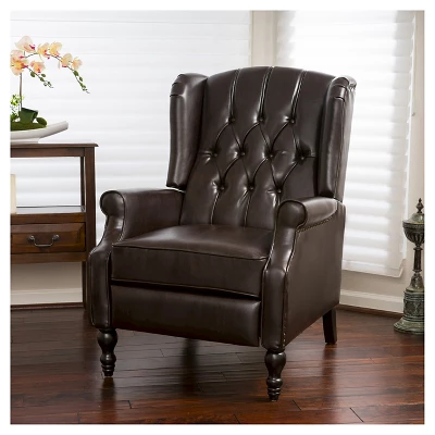 Walter Brown Bonded Leather Recliner Club Chair - Christopher Knight Home 3 Walter Brown Bonded Leather Recliner Club Chair - Christopher Knight Home