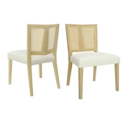 Christopher Knight Home Hassan Rubberwood Upholstered Dining Chairs With Cane Webbing(Set Of 2) -Christopher Knight Home GUEST c0131425 d8c7 4dee 97c7 64834286ef55