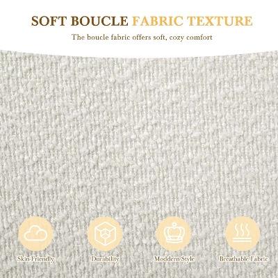 Christopher Knight Home Nicky Boucle Upholstered Platform Bed With Wingback Headboard, White 7 Christopher Knight Home Nicky Boucle Upholstered Platform Bed With Wingback Headboard, White - Image 5