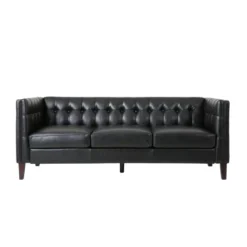 Pondway Contemporary Faux Leather Tufted 3 Seater Sofa - Christopher Knight Home -Christopher Knight Home GUEST c3f81b65 db38 4109 a2b5 4ef5d42d4161