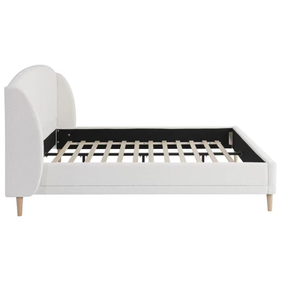 Christopher Knight Home Nicky Boucle Upholstered Platform Bed With Wingback Headboard, White 6 Christopher Knight Home Nicky Boucle Upholstered Platform Bed With Wingback Headboard, White - Image 4