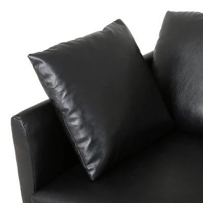 Brockbank Modern Faux Leather 3 Seater Sofa With Pillows - Christopher Knight Home 10 Brockbank Modern Faux Leather 3 Seater Sofa With Pillows - Christopher Knight Home - Image 8