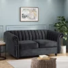 Glenmont Modern Glam Channel Stitch Velvet Loveseat With Nailhead Trim - Christopher Knight Home
