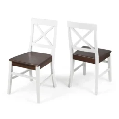 Set Of 2 Roshan Farmhouse Acacia Dining Chair - Christopher Knight Home -Christopher Knight Home GUEST ca48e4db 57db 42da ac08 23336b151a65