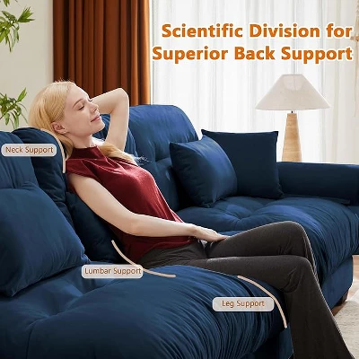 Christopher Knight Home Bernal 93.7" Modern 2 Seat Velvet Round Arm Sofa With Pillows 5 Christopher Knight Home Bernal 93.7" Modern 2 Seat Velvet Round Arm Sofa With Pillows - Image 3