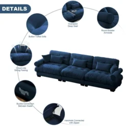 Christopher Knight Home Crane 130" Modern 3 Seater Velvet Sofa With Bolstered Armrests -Christopher Knight Home GUEST cf77df20 b009 4cde 966e 4fea44fe04d1
