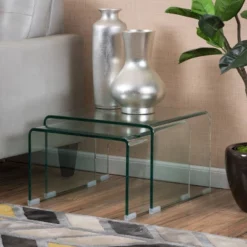 Set Of 2 Ramona Nesting Tables Glass - Christopher Knight Home