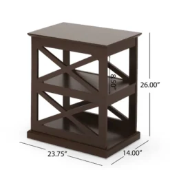 Vernon Contemporary 2 Shelf Side Table Dark Walnut - Christopher Knight Home -Christopher Knight Home GUEST d512830e 114d 41f0 9947 75f1d0089e03