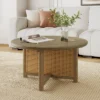 Christopher Knight Home Nova Farmhouse Rattan Rubberwood Round Coffee Table With Criss Cross Design -Christopher Knight Home GUEST d65b94b7 e549 46bb af12 84b4c1475533