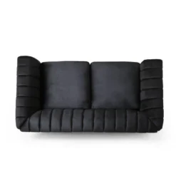 Glenmont Modern Glam Channel Stitch Velvet Loveseat With Nailhead Trim - Christopher Knight Home -Christopher Knight Home GUEST d9cdd3ad 5c59 451a 974c f5cbfb3349e1