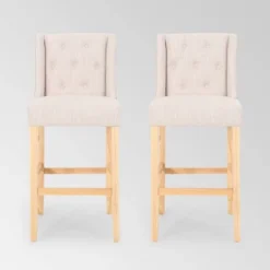 Set Of 2 Lansglen Button Tufted Wingback Barstools - Christopher Knight Home -Christopher Knight Home GUEST db28c490 94a8 4518 bf96 a2d9a1620196