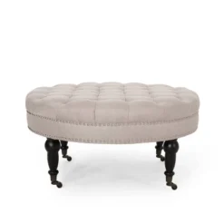 Cimarron Contemporary Round Ottoman With Rolling Casters - Christopher Knight Home -Christopher Knight Home GUEST dbe5a222 24a6 4542 9788 2b6f4e33302b