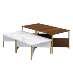 Christopher Knight Home Anira Mid-Century Modern 4 Piece Nesting Coffee Table Set, White/Walnut -Christopher Knight Home GUEST e0bb3545 5493 4861 909d 1851ee2d48f8