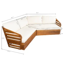 Christopher Knight Home Rugar 4-Seater Patio Mid-Century Modern Acacia Wood V-Shaped Sectional Sofa With Thick Cushions, Teak/Beige -Christopher Knight Home GUEST e1c8f733 72f4 4cad bb41 ed2ab7f965dc