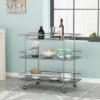 Bridger Modern 3 Tier Bar Cart With Glass Shelving Silver/Black - Christopher Knight Home -Christopher Knight Home GUEST e9296df4 7e28 4651 84bc 1010081dd609