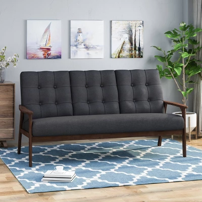 Duluth Mid Century Tufted Sofa Black - Christopher Knight Home 3 Duluth Mid Century Tufted Sofa Black - Christopher Knight Home