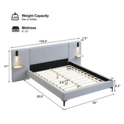 Christopher Knight Home Bertha Modern Upholstered Bed With Integrated Lights And Shelves -Christopher Knight Home GUEST e9feb1c0 abfa 4770 8182 1850f8c3feaf