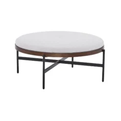 Christopher Knight Home Crestholm Modern Upholstered Round Ottoman With Iron Leg -Christopher Knight Home GUEST ea8c36df 4863 49a5 bbbc 1793d0bbeb8f