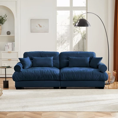 Christopher Knight Home Bernal 93.7" Modern 2 Seat Velvet Round Arm Sofa With Pillows 12 Christopher Knight Home Bernal 93.7" Modern 2 Seat Velvet Round Arm Sofa With Pillows - Image 10
