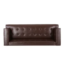 Raintree Mid Century Modern Faux Leather Tufted 3 Seater Sofa Dark Brown/Espresso - Christopher Knight Home -Christopher Knight Home GUEST f6eafcfb 9b73 4e92 8bfb dde0a329e126
