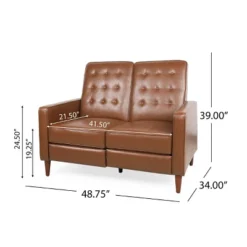 Christopher Knight Home Denison Faux Leather Tufted Loveseat Pushback Recliner Cognac Brown/Dark Espresso -Christopher Knight Home GUEST faf29ec5 c5b4 4504 9435 b04752f9dc5b