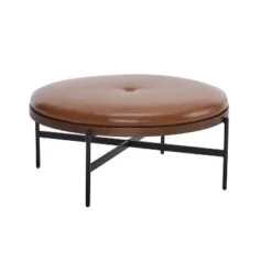 Christopher Knight Home Crestholm Modern Upholstered Round Ottoman With Iron Leg -Christopher Knight Home GUEST fb28d569 f091 4590 9cf0 33bba2ffb30b