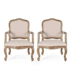 Set Of 2 Andrea French Country Wood Upholstered Dining Armchairs - Christopher Knight Home -Christopher Knight Home GUEST fbb31e6e 667c 4058 8270 690788356cc3