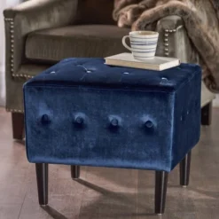 Esther Tufted Ottoman Navy Blue - Christopher Knight Home