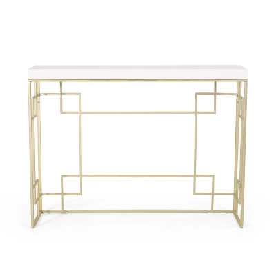 Depue Modern Glam Geometric Console Table Gold/White - Christopher Knight Home 7 Depue Modern Glam Geometric Console Table Gold/White - Christopher Knight Home - Image 5