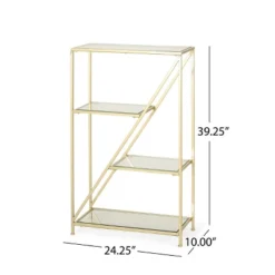 Kokesh Modern Glam Tempered Glass 3 Shelf Asymmetrical Bookcase Gold - Christopher Knight Home -Christopher Knight Home GUEST fe44afab b226 4b6b 83bf d92ad3ad8955